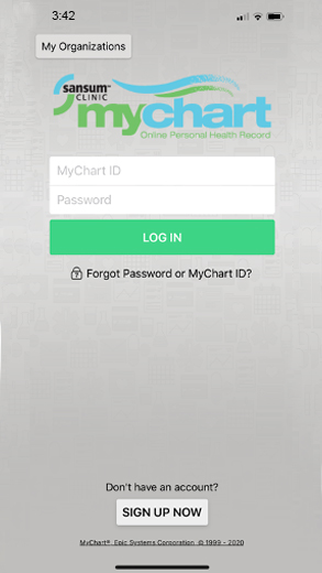 Log in to the MyChart App